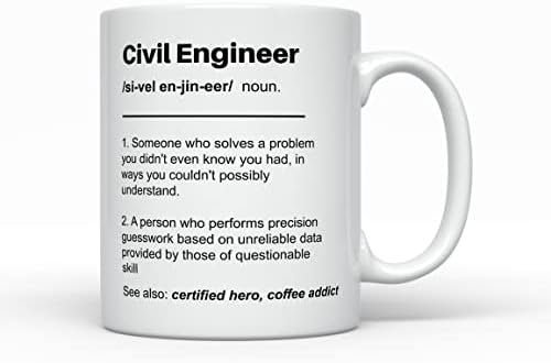 מהנדס אזרחי הגדרת קפה ספל, מצחיק מתנת רעיונות הטוב ביותר עבור גברים לנשים מכללת הערכה סיום, עבודה חדשה יום הולדת פרישה כוס