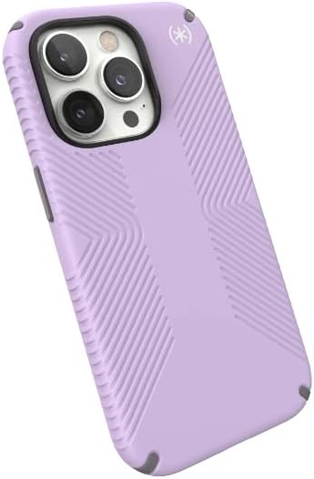 מקרה Speck Presidio Grip 2 עבור Apple iPhone 14 Pro Spring Purple ומעונן, פוליאוריתן, 'אפור תואם טעינה אלחוטית