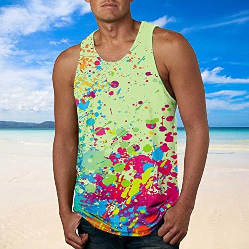 חולצות לגברים של ymosrh אופנה בהוואי בסגנון חוף טנק ספורט גופית חדר כושר חולצות אפוד
