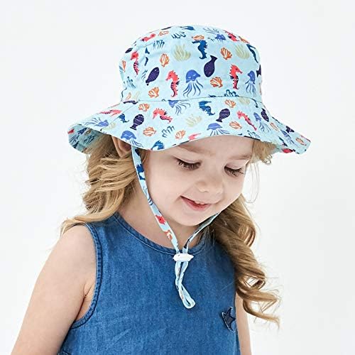תינוק בנות שמש כובע קיץ חוף כובע עם 50 + חיצוני מתכוונן עם רחב שוליים תינוקות ופעוטים כובעים
