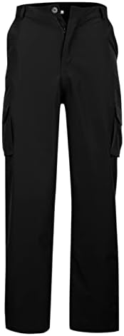 מכנסי מטען ג'ורסה לגברים בכושר ישר מכנסי מטען ישר מכנסי עבודה מזדמנים מוצקים מכנסיים קלים עם ריבוי כיס
