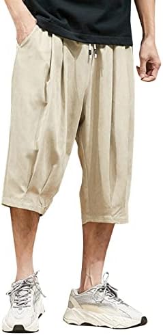 מכנסי קפריס של Ubst Capris בסגנון יפני פלוס מכנסיים מזדמנים רופפים בקיץ מתחת לברך אלסטי שרוך מכנסיים קצרים