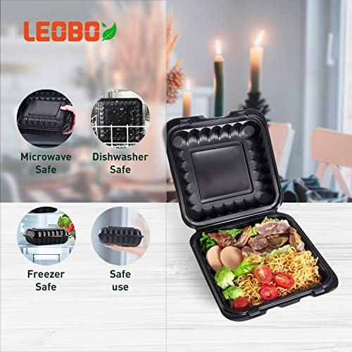 Leobox מוציאים מכולות, 55 חבילות כדי ללכת לשימוש חוזר 8 אינץ '34 גרם BPA מיכלי מזון שחורים מתכלים מתכלים