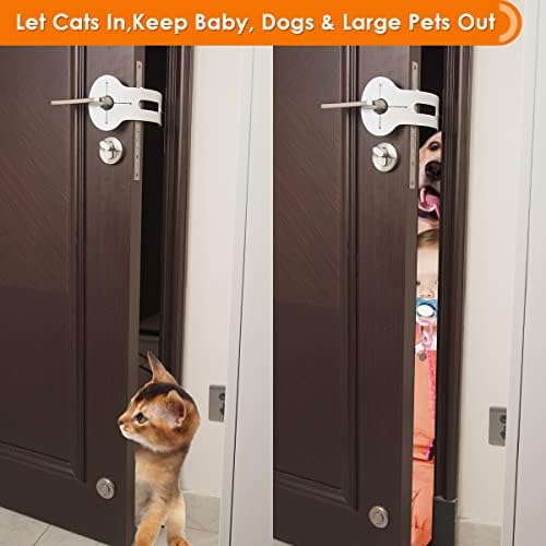 מתכוונן חתול דלת מחזיק תפס, 2 חבילות חזק אלסטי דלת פקק חתול דלת אלטרנטיבי בטוח תינוק הוכחת לשמור כלבים החוצה של ארגז חול & מגבר; חתול