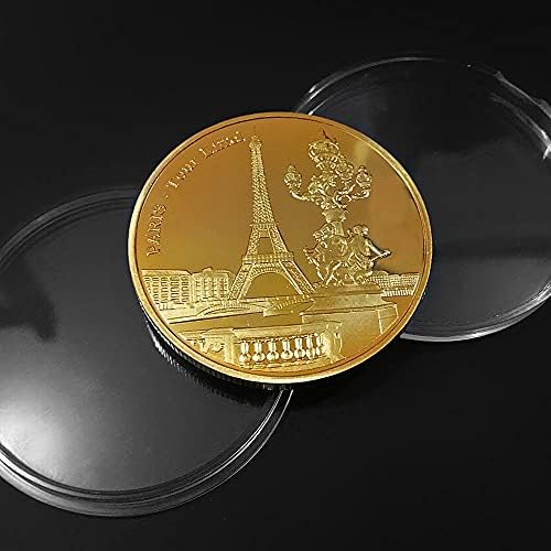 1 PCS מצופה זהב פריז אייפל מגדל מטבע זיכרון מטבע מטבע וירטואלי cryptocurrency 2021 מטבע אוסף מהדורה מוגבלת עם כיסוי מגן