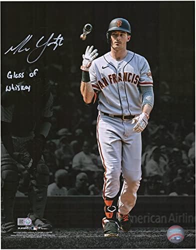 מייק יסטרזמסקי סן פרנסיסקו ענקים חתימה 11 x 14 עטלף תצלום זרקור עם כתובת כוס ויסקי - תמונות MLB עם חתימה