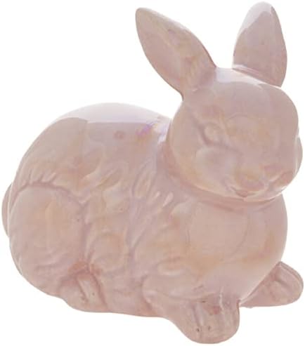 פלאם פאם קרמיקה קרמיקה פסחאית של פאם - עיצוב ארנב ססגוני ורוד גדול 5 אינץ 'x 3 אינץ'