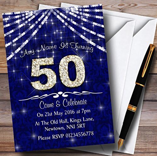 חיל ה 50 כחול לבן בלינג ניצוץ מסיבת יום הולדת הזמנות בהתאמה אישית