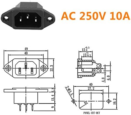 Oiyagai 10 PCS AC 250V 10A IEC 320 C14 PANE