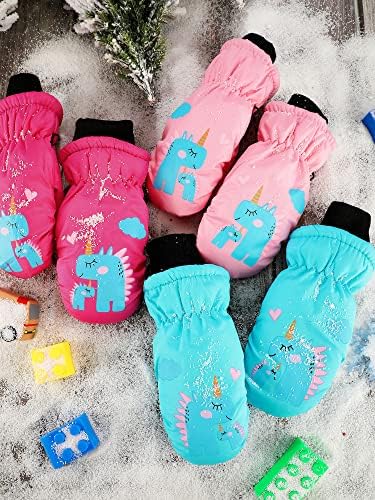 3 זוגות כפפות שלג כפפות סקי חורפיות אטומות למים כפפות מרופדות חמות כפפות שלג לילדים לילדים בנות בנות פעוטות