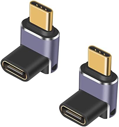 Poyiccot 240W USB C מתאם 90 מעלות, מתאם USB C 90 מעלות, 40 ג'יגה -ביט לשנייה USB C מתאם UP ומטה USB C זכר ל- USB C מחבר נקבה עם תצוגת
