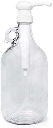 כד חצי גלון חצי גלון עם מתקן משאבות-בקבוק חצי ליטר של 64 גרם-בקבוק משאבת זכוכית לסבון נוזלי, חומר ניקוי, מרכך בד, סירופים-בקבוק מתקן משאבות