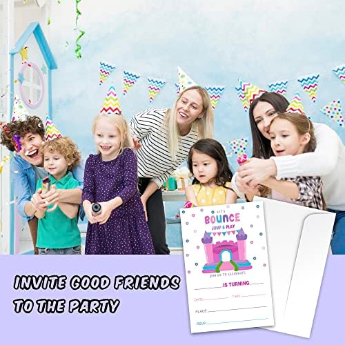 Zodvery Jump Card Hard Hampation Cards - בואו נקפיץ ציוד למסיבות בית לילדים, בנים או בנות - 20 הזמנות למסיבת יום הולדת ו 20 מעטפות סט/34