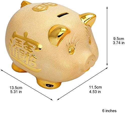 SMLJLQ קרמיקה קופסאות כסף מצוירות זהב יצירתי למתנה לבנק חזירים רטרו מטבע רטרו מיכל חיסכון ביתי קישוט ביתי