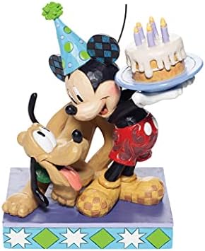 מסורות של Enesco Disney מאת ג'ים שור פלוטו ומיקי מאוס עוגת יום הולדת פסלון, 6.2 אינץ ', רב צבעוני
