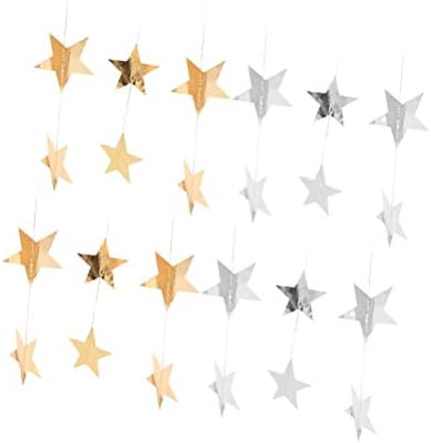 AMOSFUN חמש מחודדים בצורת כוכב גרלנד פריסת מסיבת יום הולדת תלייה קישוט זהב זהב לכל מסיבות טובות