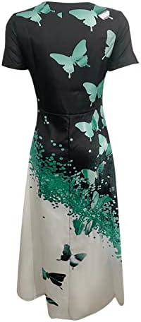 שמלת קיץ של פרגירן בוהו לנשים, אופנה לנשים חדשה של קיץ חדש הדפס שמלת שרוול קצר צווארון