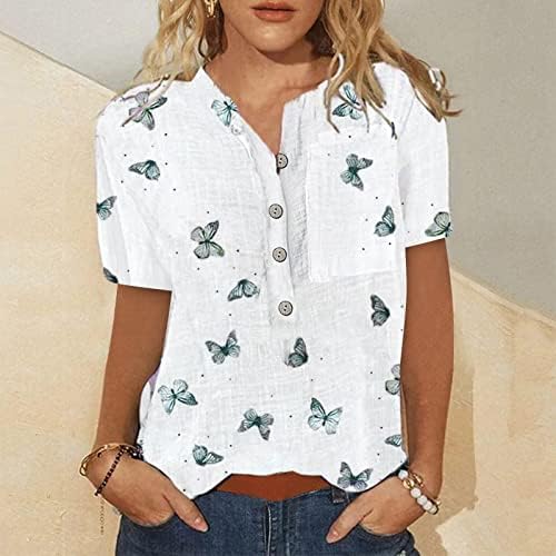 מתגנדר חולצות לנשים אלגנטי דפוס הדפסת רופף קצר שרוול קומפי מפנק יומי בסיסי חולצות חולצות