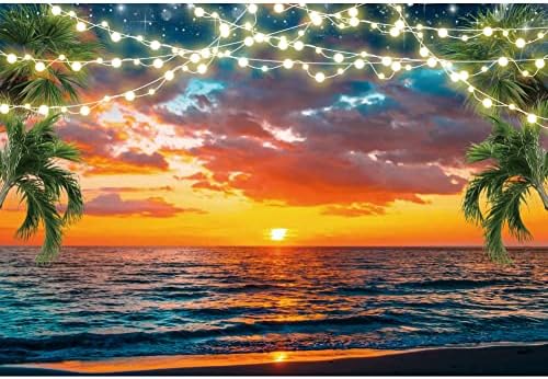 Leowefowa 8x6ft חוף שקיעה תפאורה קיץ עץ הדקל בהוואי טבע נוף צילום רקע רקע תמונות סטודיו סטודיו אבזרים באנר