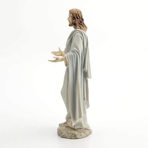 ישוע 11.75 אינץ 'עם זרועות פתוחות פסל פסל דקורטיבי, לבן