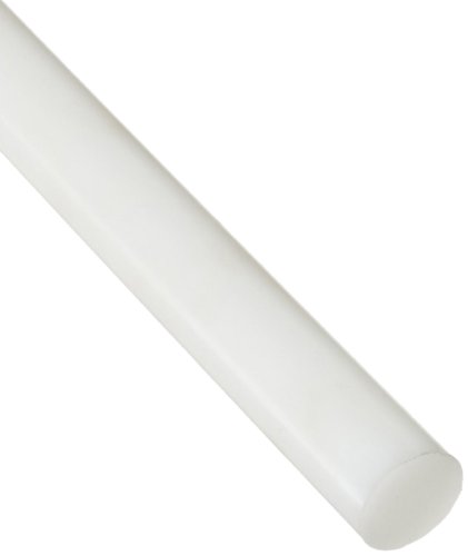 פוליאתילן עגול מוט, שקוף מחוץ לבן, 2-1 / 2 קוטר, 4 ' אורך