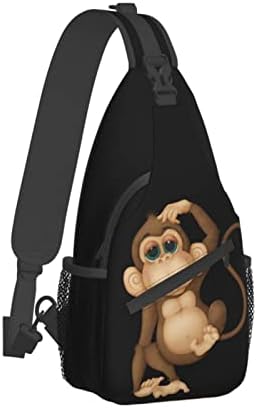 OCELIO קוף חמוד תיק אלכסוני פנאי, תרמיל קלע בכתפיים יחיד, מתאים לתיק חזה טיולים וטיולים רגליים