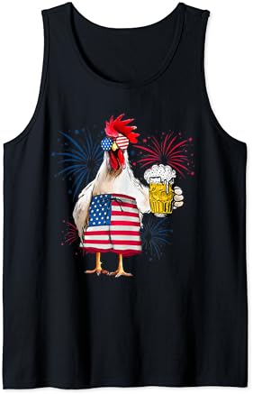 4 ביולי אמריקאי דגל משקפי שמש עוף לשתות בירה גופייה
