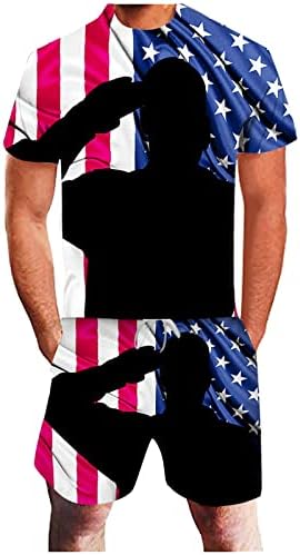 חליפות תחפושות לגברים עצמאות יום הדפסת ספורט קיץ חליפת 3 ד דגל גברים חליפות גברים אמריקאיות וחליפות סטים