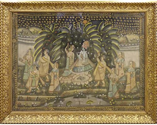 אוסף שטיחי פנדורה אמנות מסורתית של ציור הודי על משי 45 x 35 PANP-24