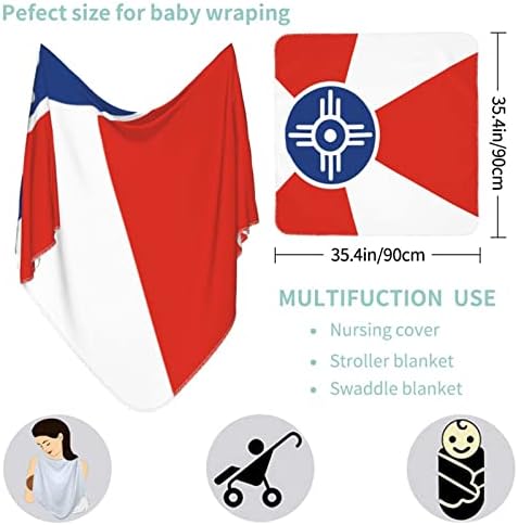 דגל של שמיכת תינוק של וויצ'יטה קנזס מקבלת שמיכה לעטיפת כיסוי חוט של יילוד של תינוקות