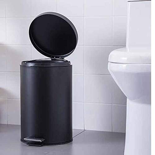 Allmro זבל קטן יכול לפח פח פח דוושת גיהוץ עם כיסוי שחור חורק ביתי מטבח חדר אמבטיה סלון משרד מלון פח אשפה