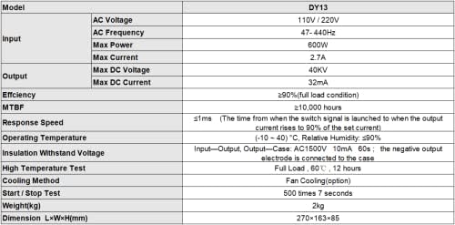 MCWLASER DY13 אספקת חשמל לייזר עבור RECI 100W W4 CO2 צינור לייזר 220 וולט