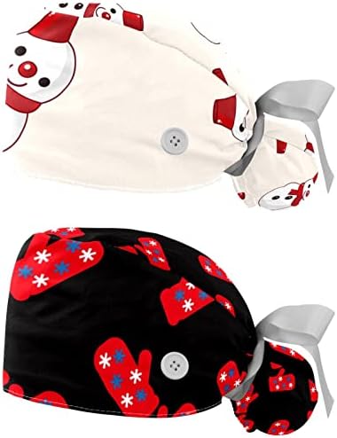 2 חבילות כובעי עבודה עם רצועת זיעה לנשים, חמוד חג המולד שלג שלג קוקו קוקו.