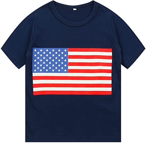 בנים בנות דגל אמריקאי חולצה טריקו שרוול קצר כותנה כותנה 4 ביולי טי ילדים פעוטות ארהב צמרות פטריוטיות 3t-10t