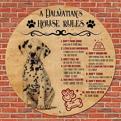 שלט מתכת עגול חוקים של כלב מחמד אל חוקים אל תחזור הביתה שלט דלת כלב מצחיק שלט קיר וינטג