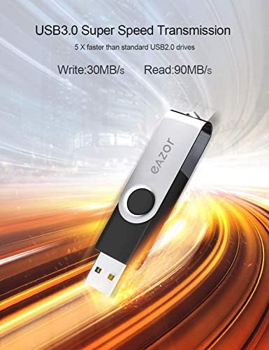 EAZOR USB כונן הבזק 64GB - ממשק USB 2.0 דיגיטלי, כונן אגודל עם עיצוב מסתובב, תואם לאחסון מחשב/מחשב נייד/אחסון זיכרון חיצוני, כונן קפיצת