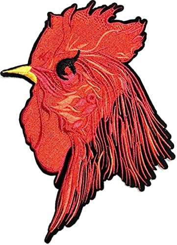 קליינפלוס. גדול גדול ג ' מבו אדום עוף תרנגול לתפור ברזל על טלאים רקומים מדבקת מלאכת פרויקטים אבזר תפירה עשה זאת בעצמך סמל בגדי תלבושות
