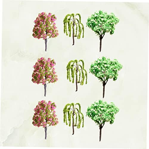 יארדווה 9 יחידות ירוק צמחים ורוד דקור ירק דקור אקווריום ירוק צמח עץ דגי טנק פלסטיק צמח עץ דגי טנק ירוק צמח עץ אזובי מיני ורוד פרח עץ מיניאטורי