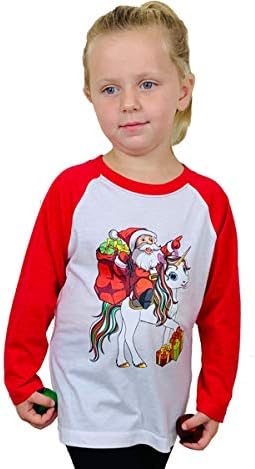 פעוט, נוער, חולצת חג חג המולד לתינוק - חד קרן סנטה, משאית חג מולד, דינוזאור סנטה ועץ ריינסטון
