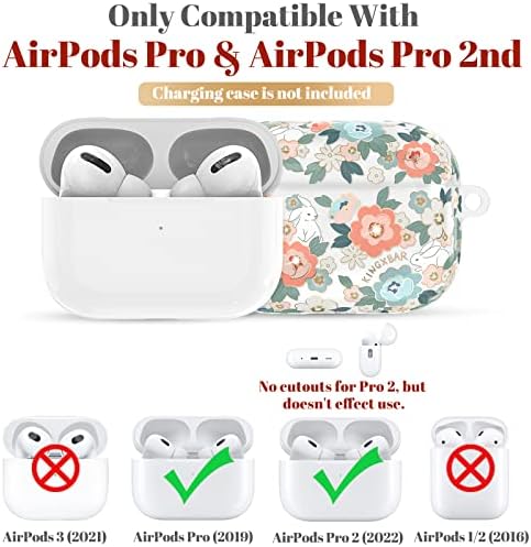 קינגקסבר AirPods Pro דור שני ודור AirPods Pro כיסוי מקרה ראשון לנשים בנות חמוד פרחוני בלינג כיסוי מגן רך עם מחזיק מפתחות עבור Apple AirPods