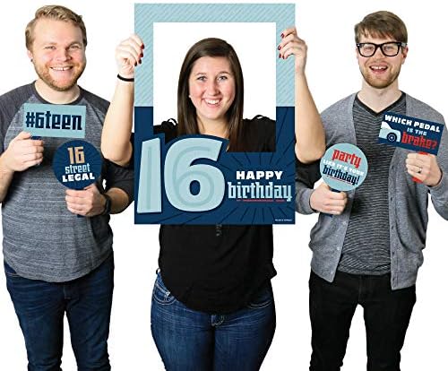 נקודה גדולה של אושר ילד יום הולדת 16 - שישה עשר מסיבת יום הולדת Selfie Booth מסגרת תמונה ואביזרים - מודפסים על חומר יציב
