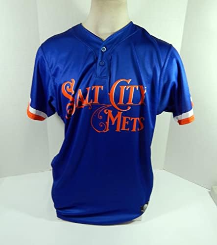 2021 Syracuse Mets 17 משחק נעשה שימוש ב Blue Salt City Mets Jersey 46 DP42516 - משחק גופיות MLB משומשות