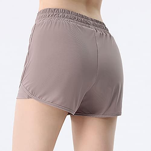נשים יוגה מכנסיים אופנה מזויף 2-חתיכה ספורט כושר מכנסיים מהיר יבש רשת לנשימה ריצה טניס יבול מכנסי טרנינג