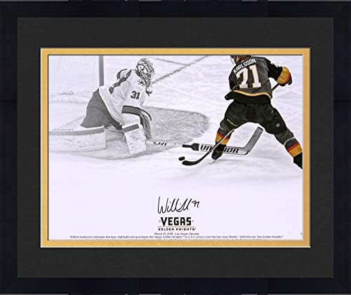ממוסגר ויליאם קרלסון וגאס אבירי הזהב חתימה שער של 16 x 20 בין תצלום זרקור רגליים - תמונות NHL עם חתימה