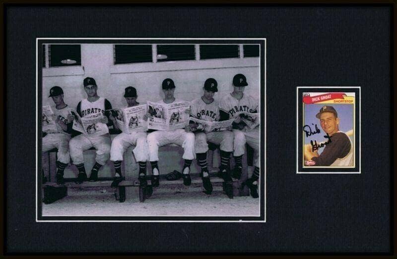 דיק גרוט חתום מסגר 11x17 תצוגת צילום JSA 1958 עיתון קריאת עיתון - תמונות MLB עם חתימה