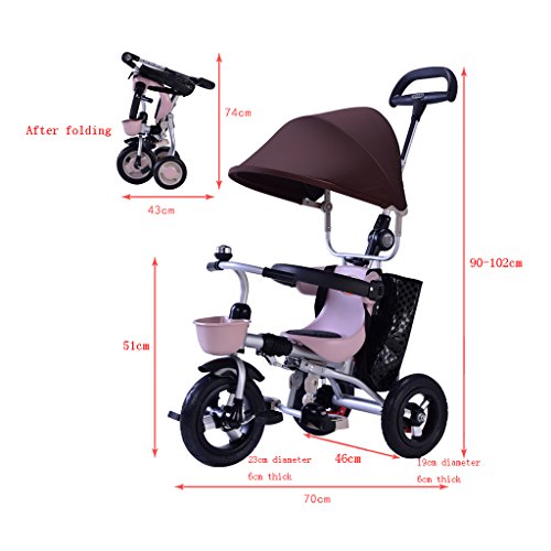 עגלות נירוסטה מתקפל ילדים תינוק תלת אופן גובה מתכוונן נייד ילד אופניים 6 חודשים-6 שנים ישן תינוק עגלת תינוק מוצרים עגלות