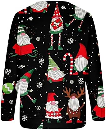 חג המולד חולצות לנשים סנטה קלאוס צוות צוואר חולצה עם ארוך שרוול חמוד גמד שדון גמד דפוס מזדמן חולצות טיז