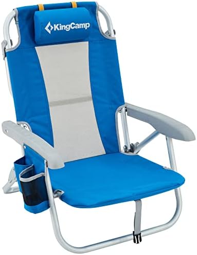 קינגקאמפ אלסטי 3 תרמילאים אלומיניום חוף נמוך כיסא עם מחזיק כוס רצועות עבור חיצוני קונצרט פסטיבל מתכוונן חבילה