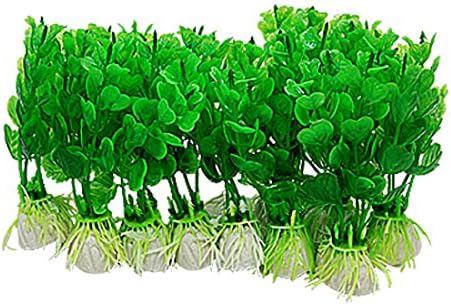 UXCell 10 חלקים אקווריום פלסטיק צמח/סט עיצוב דשא, ירוק