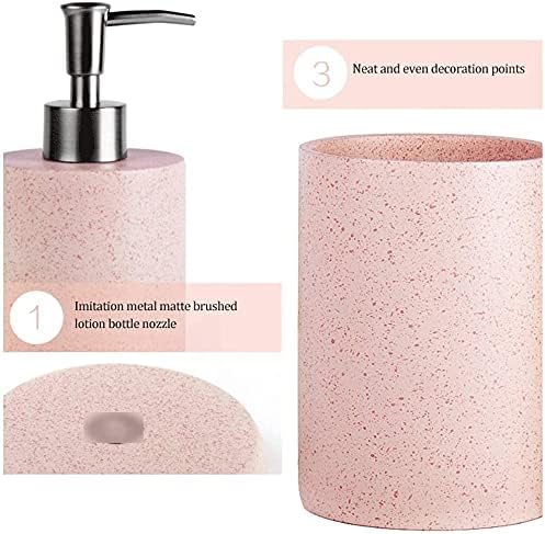 מכשיר סבון אופנה של אינקטוס סט אביזרי אמבטיה 4 חלקים, סט אמבטיה שרף פשוט, כולל מתקן סבון, כוס, צלחת סבון, מרובי צבע 375 מל/12.6oz מתקן